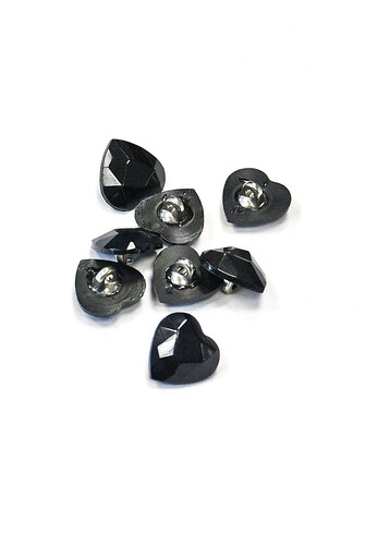 Пуговица пластик черная сердце 15 мм