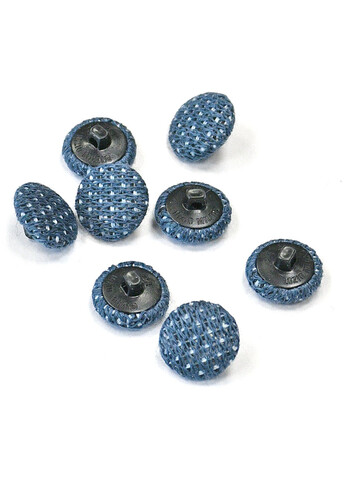 Пуговица синяя текстиль 15 мм