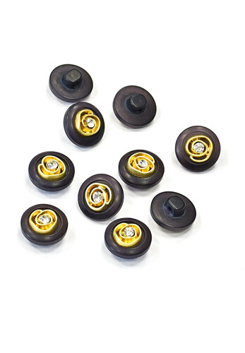 Пуговица пластик черная с розой 12 мм