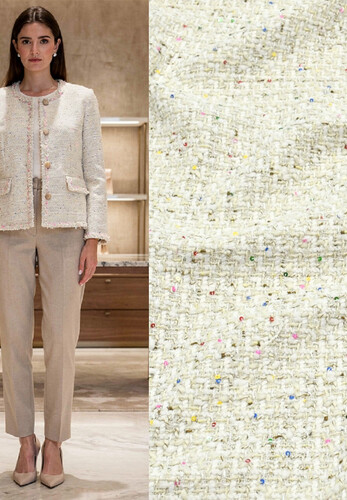 Кликните для увеличения изображения Ткань шанель хлопок молочная меланж