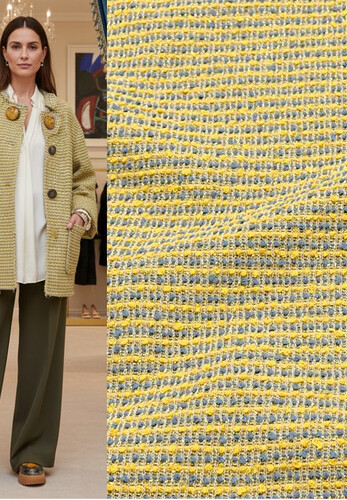 Кликните для увеличения изображения Ткань шанель вискоза желтая полоска