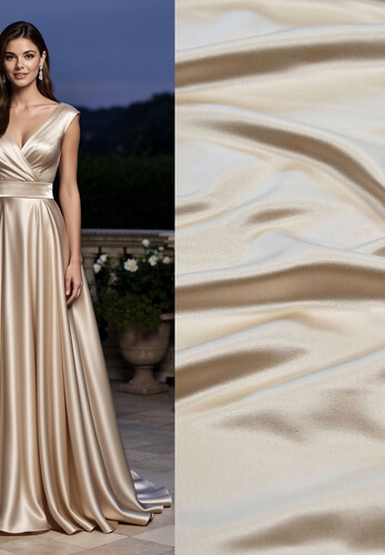 Кликните для увеличения изображения Атлас дюшес натуральный шелк плательный кремовый Италия