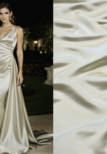 Атлас дюшес натуральный шелк плательный шампань Италия