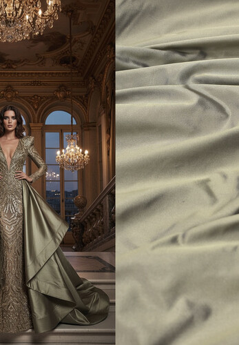 Тафта натуральный шелк оливковая