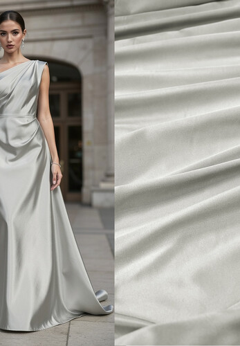 Тафта натуральный шелк серебристая