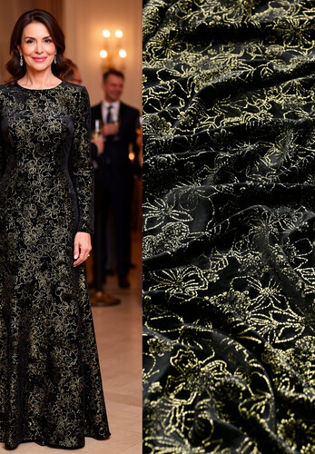 Бархат черный с золотом цветы