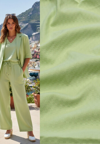 Кликните для увеличения изображения Пике стрейч салатовый хлопок