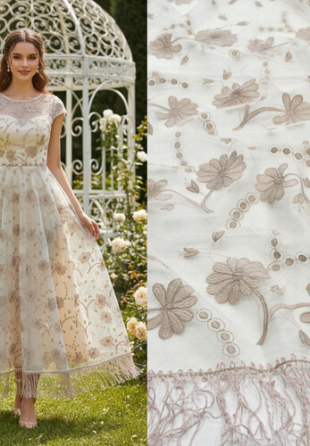 Сетка с вышивкой пудровые цветы