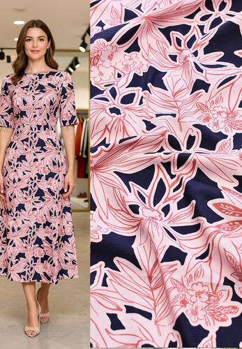 Хлопок плательно-рубашечный стрейч розовые цветы