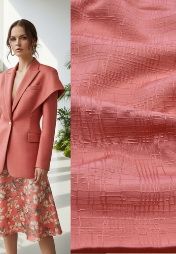 Кликните для увеличения изображения Костюмно-плательный жаккард икоралловый