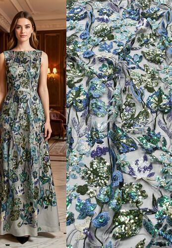 Пайетки на сетке цветочный узор Versace