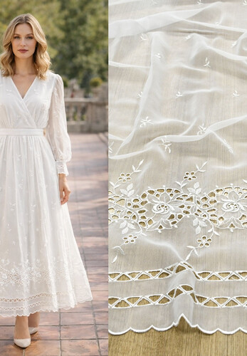 Шитье шифон молочно-белое