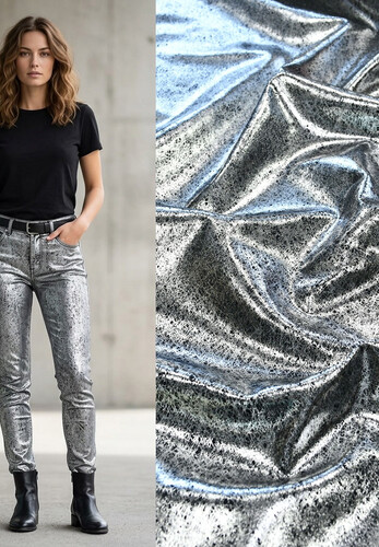 Джинс стрейч с глиттером серебро Италия