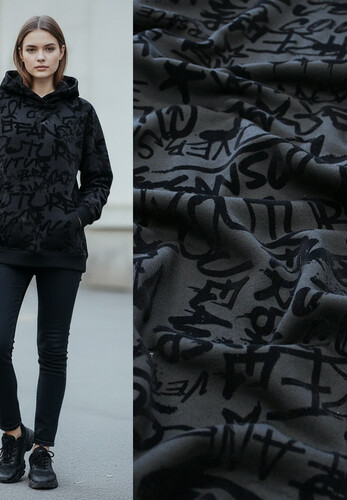 Кликните для увеличения изображения Футер хлопковый черный с бархатом Versace