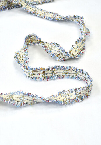 Тесьма Шанель голубая с бежевым