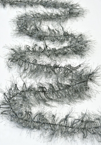 Тесьма бахрома серая с люрексом