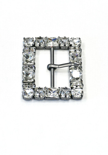 Пряжка прямоугольная металлическая с кристаллами
