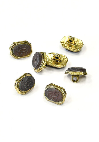 Пуговицы металл золото коричневая прямоугольная