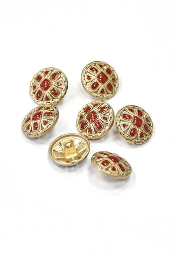 Пуговицы темно-красные металл золото 18 мм