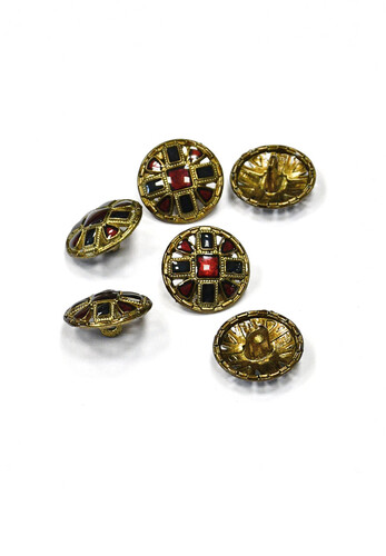 Пуговицы сине-бордовые металл бронза 18 мм