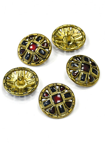 Пуговицы сине-бордовая металл бронза 25 мм
