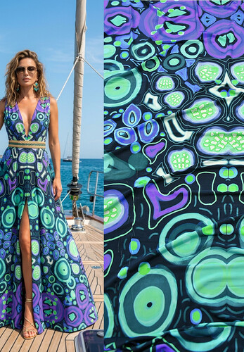 Трикотаж холодная вискоза бирюзовый принт Versace