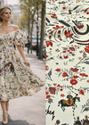 Органза шелк ванильная надписи цветы Oscar de la Renta фото 1