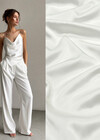 Шелк стрейчевый атласный молочно-белый фото 1