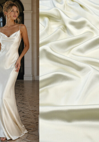 Кликните для увеличения изображения Шелк стрейчевый атласный айвори