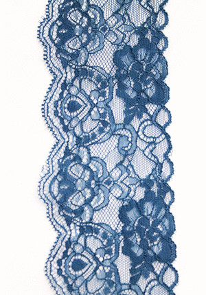 Кружевная тесьма стрейчевая синяя цветы (GG-0420)