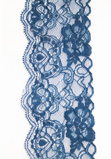 Кружевная тесьма стрейчевая синяя цветы (GG-0420) фото 1