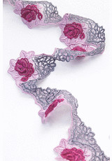 Кружевная тесьма розовые розы (DG-7010) фото 1