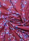 Крепдешин мелкий голубой цветочек на бордовом (DG-9159) фото 2
