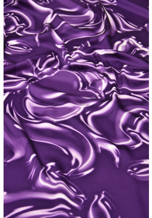 Шелк атлас фиолетовый c белым абстракция (DG-8822)