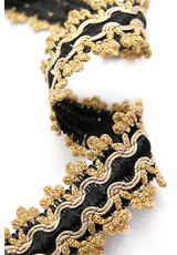 Тесьма черная золотая вышивка барокко (DG-6800) фото 2