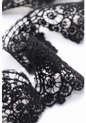 Кружевная тесьма черная плетеная шерсть (DG-4930)