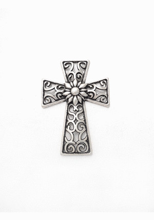 Крест винтажное серебро ажурный (FF-5730)