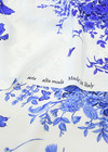 Крепдешин шелк барокко купон белый синими цветами и птичками (DG-37201) фото 2