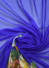 Шифон креш синий цветочный бордюр (DG-84301) фото 2