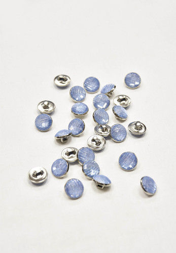 Пуговица серебряная голубая кристалл 15 мм