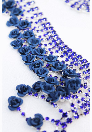 Тесьма металл синие розы (DG-0282)