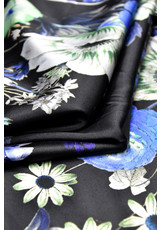 Шелк стрейч платок черный голубые розы (DG-0362) фото 3