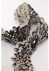 Тесьма шерсть плетеная черный бежевый (DG-2630) фото 1