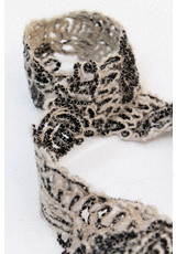 Тесьма шерсть плетеная черный бежевый (DG-2630) фото 2