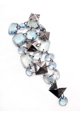 Украшение для одежды из камней кристаллов и цепочек голубое (CC-5120) фото 1
