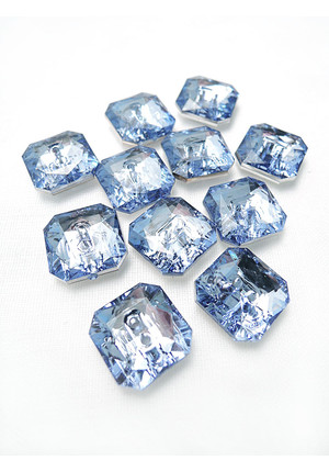 Пуговица квадратный кристалл голубой 15 мм