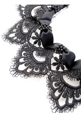 Воротник элемент декора ажурный цвет черный макраме бантики кружево черный жемчуг фото 2