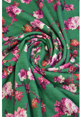 Т рикотаж шерсть с кашемиром именной зеленый розовые цветы (DG-2582) фото 2