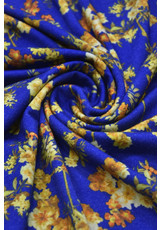 Именной трикотаж шерсть кашемир желтые цветы на синем (DG-3582) фото 2