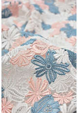 Кружево вышивка макраме хлопок цветы голубые белые (DG-8233) фото 3